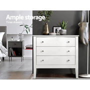 SportZone.co.nz Furniture > Bedroom > Dressers Artiss 3 Chest of Drawers - BRITTANY White Artiss 3 Chest of Drawers - BRITTANY White