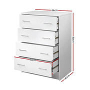 SportZone.co.nz Furniture > Bedroom > Dressers Artiss 4 Chest of Drawers - ANDES White Artiss 4 Chest of Drawers - ANDES White
