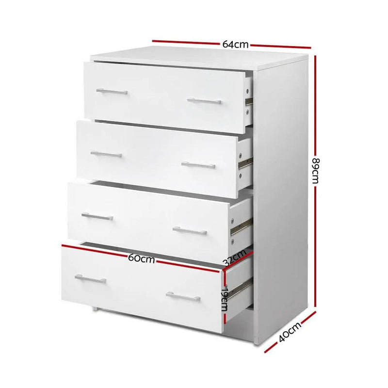 SportZone.co.nz Furniture > Bedroom > Dressers Artiss 4 Chest of Drawers - ANDES White Artiss 4 Chest of Drawers - ANDES White