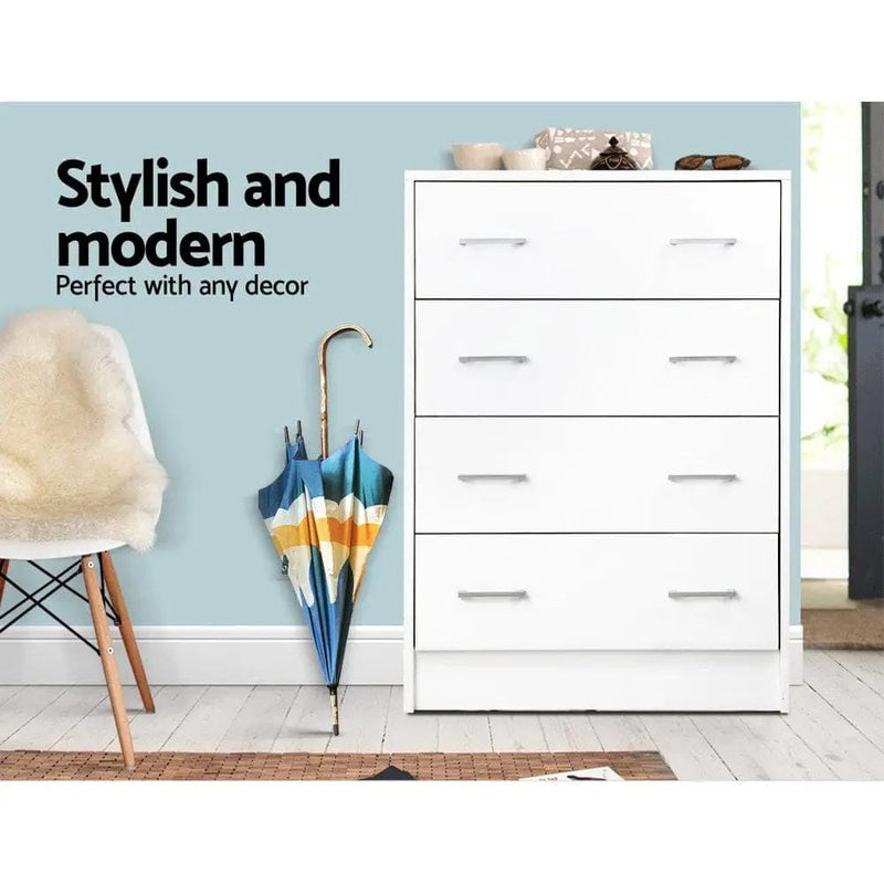 SportZone.co.nz Furniture > Bedroom > Dressers Artiss 4 Chest of Drawers - ANDES White Artiss 4 Chest of Drawers - ANDES White
