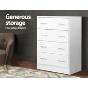 SportZone.co.nz Furniture > Bedroom > Dressers Artiss 4 Chest of Drawers - ANDES White Artiss 4 Chest of Drawers - ANDES White