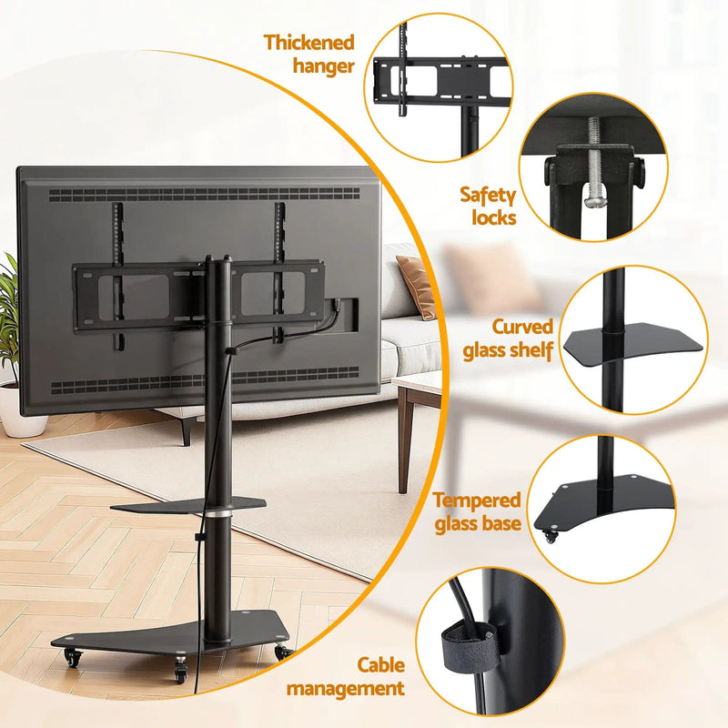 SportZone.co.nz Furniture > Living Room > TV Units Artiss 40-100" TV Stand Mount Bracket Universal Adjustable Height with Wheels Artiss 40-100" TV Stand Mount Bracket Universal Adjustable Height with Wheels
