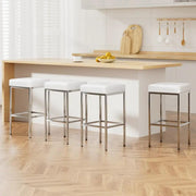 SportZone.co.nz Furniture > Bar Stools & Chairs > Table & Bar Stools Artiss 4x Bar Stools Leather Padded Metal White Artiss 4x Bar Stools Leather Padded Metal White