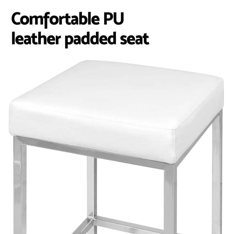 SportZone.co.nz Furniture > Bar Stools & Chairs > Table & Bar Stools Artiss 4x Bar Stools Leather Padded Metal White Artiss 4x Bar Stools Leather Padded Metal White