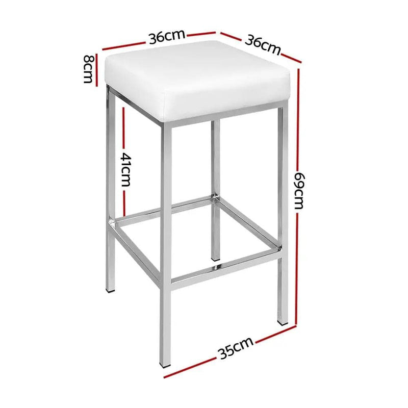SportZone.co.nz Furniture > Bar Stools & Chairs > Table & Bar Stools Artiss 4x Bar Stools Leather Padded Metal White Artiss 4x Bar Stools Leather Padded Metal White