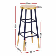 SportZone.co.nz Furniture > Bar Stools & Chairs > Table & Bar Stools Artiss 4x Bar Stools Metal Gold Navy Artiss 4x Bar Stools Metal Gold Navy