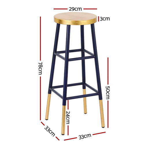SportZone.co.nz Furniture > Bar Stools & Chairs > Table & Bar Stools Artiss 4x Bar Stools Metal Gold Navy Artiss 4x Bar Stools Metal Gold Navy