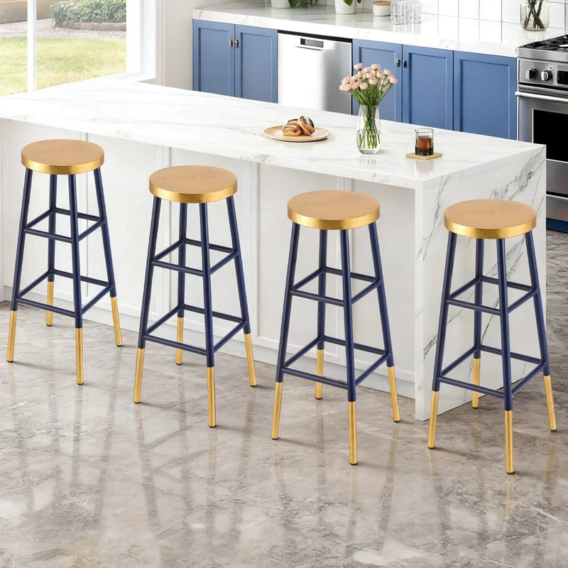 SportZone.co.nz Furniture > Bar Stools & Chairs > Table & Bar Stools Artiss 4x Bar Stools Metal Gold Navy Artiss 4x Bar Stools Metal Gold Navy