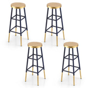 SportZone.co.nz Furniture > Bar Stools & Chairs > Table & Bar Stools Artiss 4x Bar Stools Metal Gold Navy Artiss 4x Bar Stools Metal Gold Navy