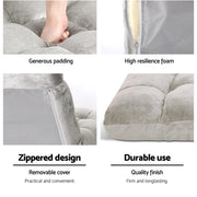 SportZone.co.nz Furniture > Bar Stools & Chairs > Arm Chairs & Recliners Artiss 4X Lounge Sofa Bed Chair Flannel Grey With Adjustable Positions Artiss 4X Lounge Sofa Chair Grey Adjustable Positions