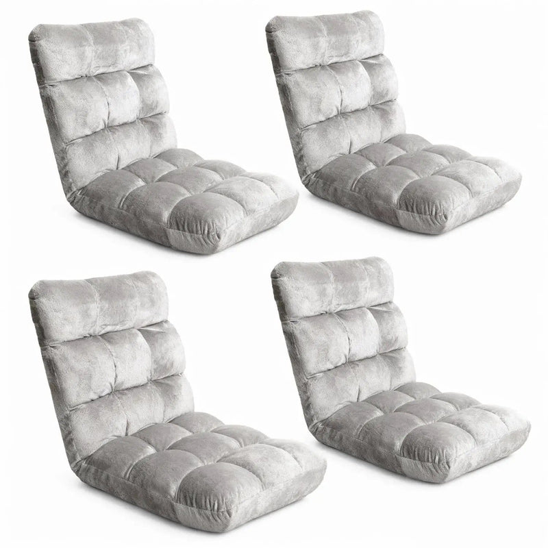 SportZone.co.nz Furniture > Bar Stools & Chairs > Arm Chairs & Recliners Artiss 4X Lounge Sofa Bed Chair Flannel Grey With Adjustable Positions Artiss 4X Lounge Sofa Chair Grey Adjustable Positions