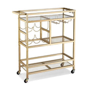 SportZone.co.nz Furniture > Dining > Kitchen & Dining Trolleys Artiss Bar Cart Drinks Trolley Serving Wine Rack Glass Holder 3 Hooks 72cm Gold Artiss Bar Cart Drinks Trolley Serving Wine Rack Glass Holder 3 Hooks 72cm Gold