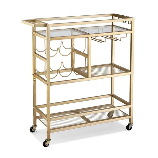 SportZone.co.nz Furniture > Dining > Kitchen & Dining Trolleys Artiss Bar Cart Drinks Trolley Serving Wine Rack Glass Holder 3 Hooks 72cm Gold Artiss Bar Cart Drinks Trolley Serving Wine Rack Glass Holder 3 Hooks 72cm Gold