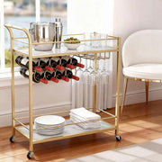 SportZone.co.nz Furniture > Dining > Kitchen & Dining Trolleys Artiss Bar Cart Drinks Trolley Serving Wine Rack Glass Holder Marble 85cm Gold Artiss Bar Cart Drinks Trolley Serving Wine Rack Glass Holder Marble 85cm Gold