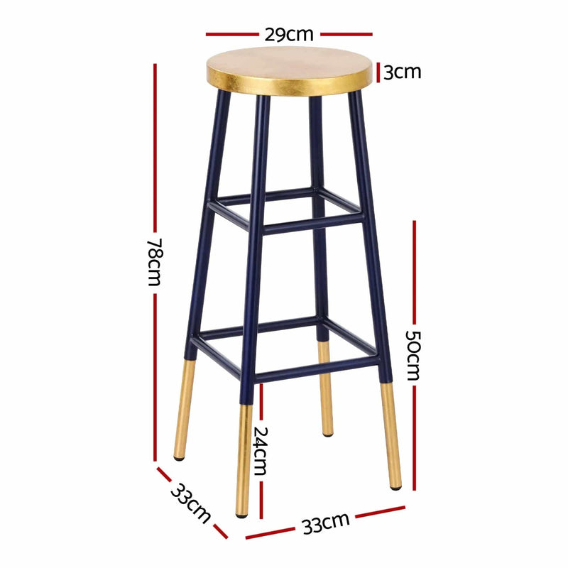 SportZone.co.nz Furniture > Bar Stools & Chairs > Table & Bar Stools Artiss Bar Stools Metal Gold Navy Artiss Bar Stools Metal Gold Navy