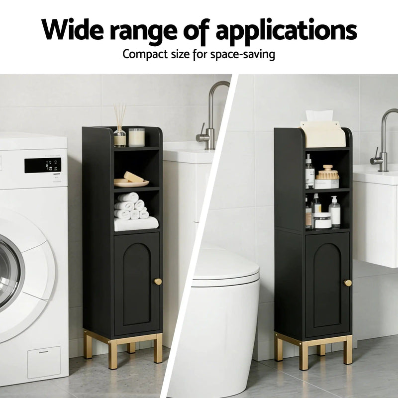 SportZone.co.nz Furniture > Bathroom > Bathroom Cabinets, Cupboards & Storage Artiss Bathroom Storage Cabinet Floor Organizer Toilet Corner Adjustable Black Artiss Bathroom Storage Cabinet Floor Organizer Toilet Corner Adjustable Black