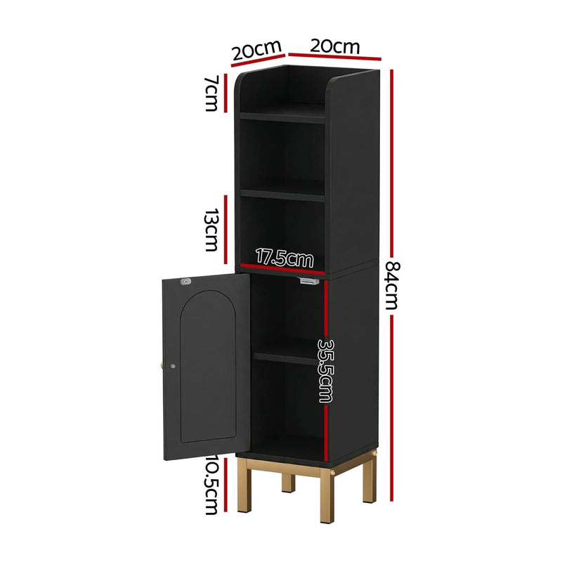 SportZone.co.nz Furniture > Bathroom > Bathroom Cabinets, Cupboards & Storage Artiss Bathroom Storage Cabinet Floor Organizer Toilet Corner Adjustable Black Artiss Bathroom Storage Cabinet Floor Organizer Toilet Corner Adjustable Black