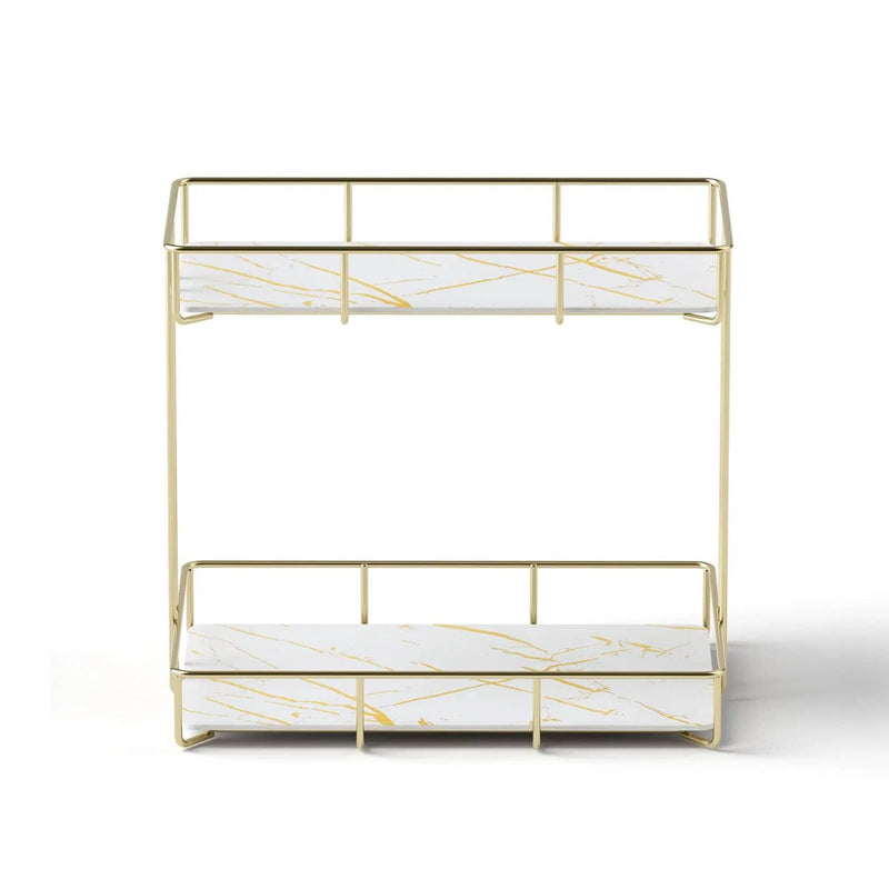 SportZone.co.nz Furniture > Bathroom > Bathroom Cabinets, Cupboards & Storage Artiss Bathroom Storage Rack 2 Tier Corner Organiser Gold Marble Look Artiss Bathroom Storage Rack 2 Tier Corner Organiser Gold Marble Look