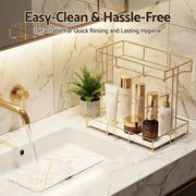 SportZone.co.nz Furniture > Bathroom > Bathroom Cabinets, Cupboards & Storage Artiss Bathroom Storage Rack 2 Tier Corner Organiser Gold Marble Look Artiss Bathroom Storage Rack 2 Tier Corner Organiser Gold Marble Look