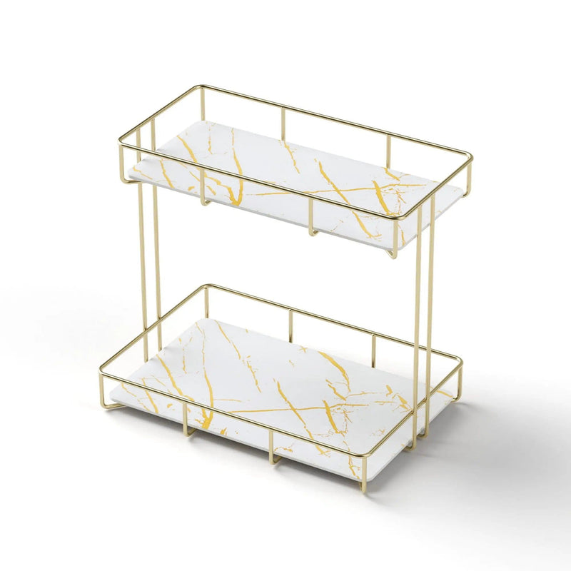 SportZone.co.nz Furniture > Bathroom > Bathroom Cabinets, Cupboards & Storage Artiss Bathroom Storage Rack 2 Tier Corner Organiser Gold Marble Look Artiss Bathroom Storage Rack 2 Tier Corner Organiser Gold Marble Look