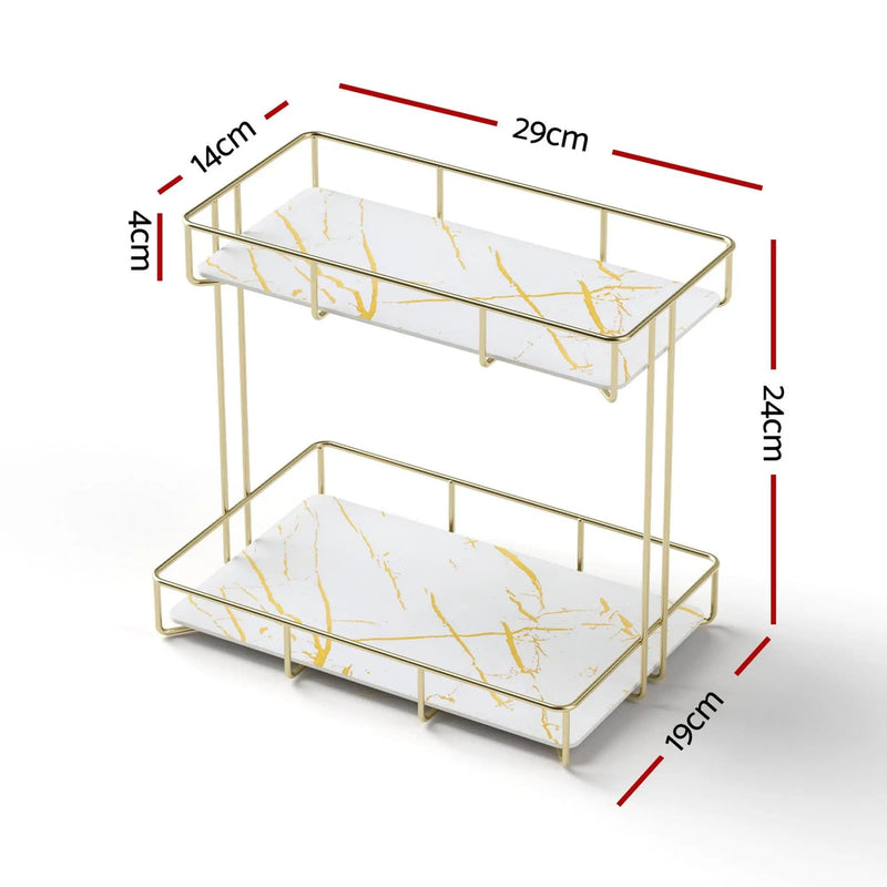 SportZone.co.nz Furniture > Bathroom > Bathroom Cabinets, Cupboards & Storage Artiss Bathroom Storage Rack 2 Tier Corner Organiser Gold Marble Look Artiss Bathroom Storage Rack 2 Tier Corner Organiser Gold Marble Look