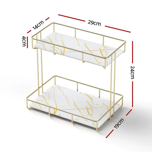 SportZone.co.nz Furniture > Bathroom > Bathroom Cabinets, Cupboards & Storage Artiss Bathroom Storage Rack 2 Tier Corner Organiser Gold Marble Look Artiss Bathroom Storage Rack 2 Tier Corner Organiser Gold Marble Look