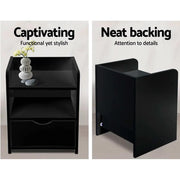 SportZone.co.nz Furniture > Bedroom > Bedside Tables Artiss Bedside Table 1 Drawer with Shelf - FARA Black Artiss Bedside Table 1 Drawer with Shelf - FARA Black