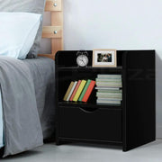 SportZone.co.nz Furniture > Bedroom > Bedside Tables Artiss Bedside Table 1 Drawer with Shelf - FARA Black Artiss Bedside Table 1 Drawer with Shelf - FARA Black