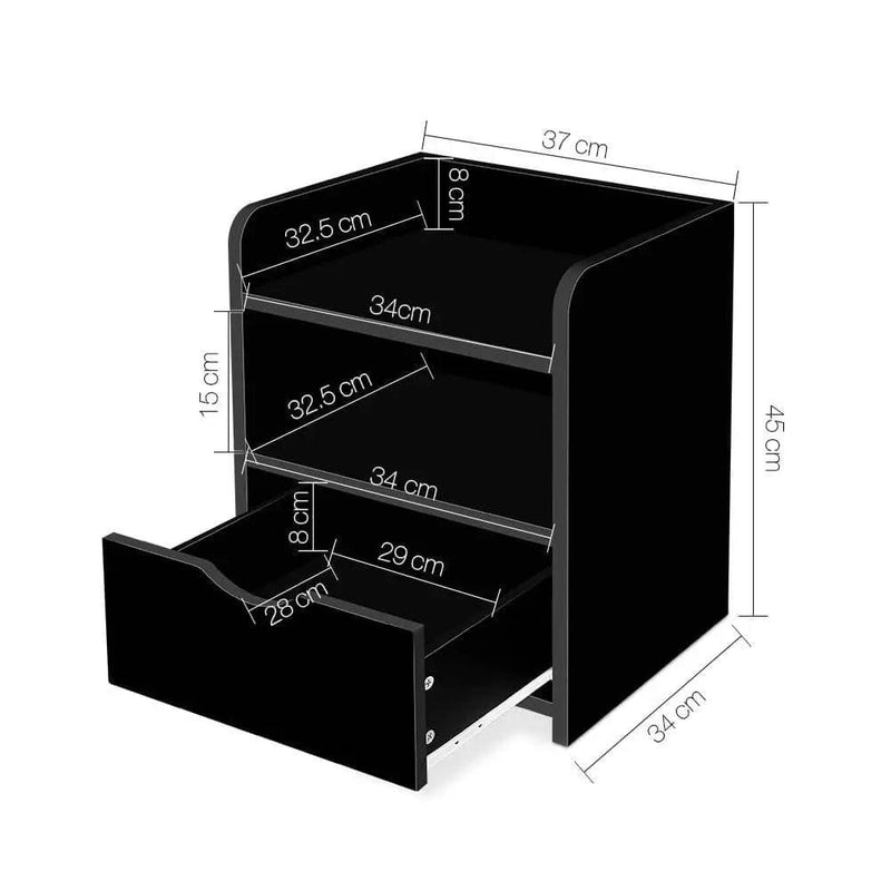 SportZone.co.nz Furniture > Bedroom > Bedside Tables Artiss Bedside Table 1 Drawer with Shelf - FARA Black Artiss Bedside Table 1 Drawer with Shelf - FARA Black