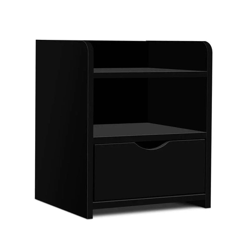 SportZone.co.nz Furniture > Bedroom > Bedside Tables Artiss Bedside Table 1 Drawer with Shelf - FARA Black Artiss Bedside Table 1 Drawer with Shelf - FARA Black