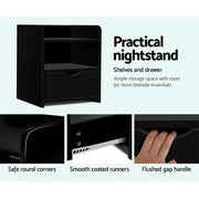 SportZone.co.nz Furniture > Bedroom > Bedside Tables Artiss Bedside Table 1 Drawer with Shelf - FARA Black Artiss Bedside Table 1 Drawer with Shelf - FARA Black