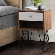 SportZone.co.nz Furniture > Bedroom > Bedside Tables Artiss Bedside Table 1 Drawers with Shelf - LARS Artiss Bedside Table 1 Drawers with Shelf - LARS