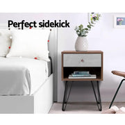SportZone.co.nz Furniture > Bedroom > Bedside Tables Artiss Bedside Table 1 Drawers with Shelf - LARS Artiss Bedside Table 1 Drawers with Shelf - LARS