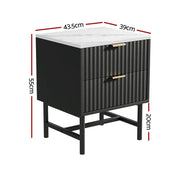 Artiss Bedside Table 2 Drawers - Black by SportZone.co.nz