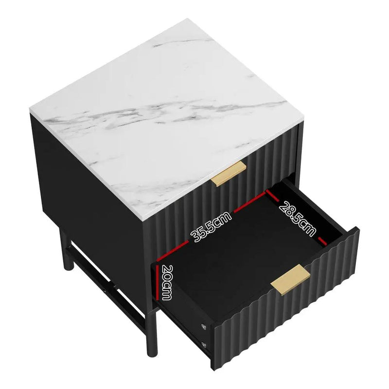 Artiss Bedside Table 2 Drawers - Black by SportZone.co.nz
