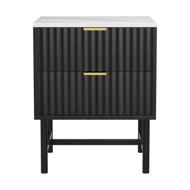 Artiss Bedside Table 2 Drawers - Black by SportZone.co.nz
