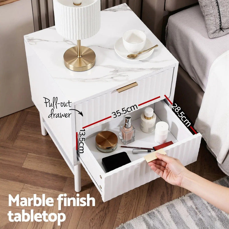 SportZone.co.nz Furniture > Bedroom > Bedside Tables Artiss Bedside Table 2 Drawers - White Artiss Bedside Table 2 Drawers - White