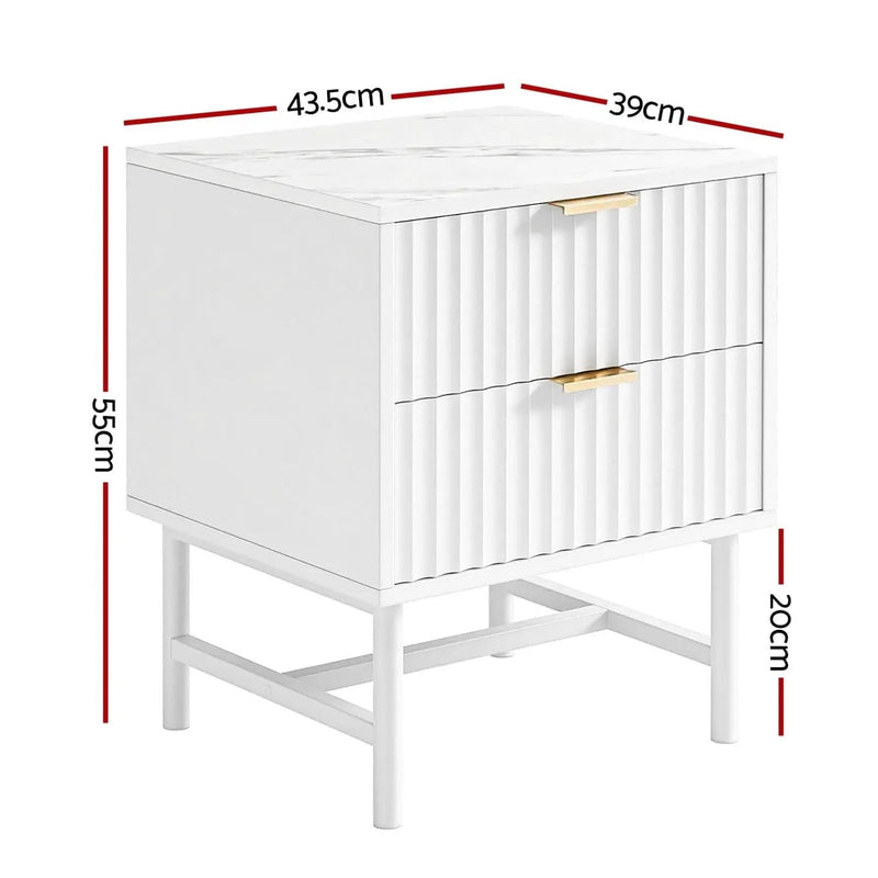 SportZone.co.nz Furniture > Bedroom > Bedside Tables Artiss Bedside Table 2 Drawers - White Artiss Bedside Table 2 Drawers - White
