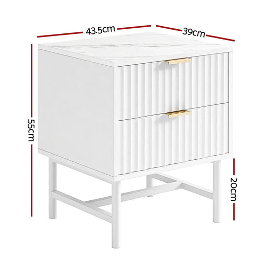 SportZone.co.nz Furniture > Bedroom > Bedside Tables Artiss Bedside Table 2 Drawers - White Artiss Bedside Table 2 Drawers - White