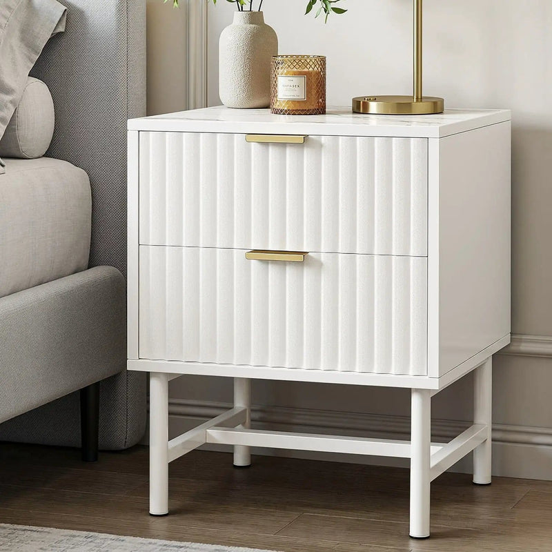 SportZone.co.nz Furniture > Bedroom > Bedside Tables Artiss Bedside Table 2 Drawers - White Artiss Bedside Table 2 Drawers - White