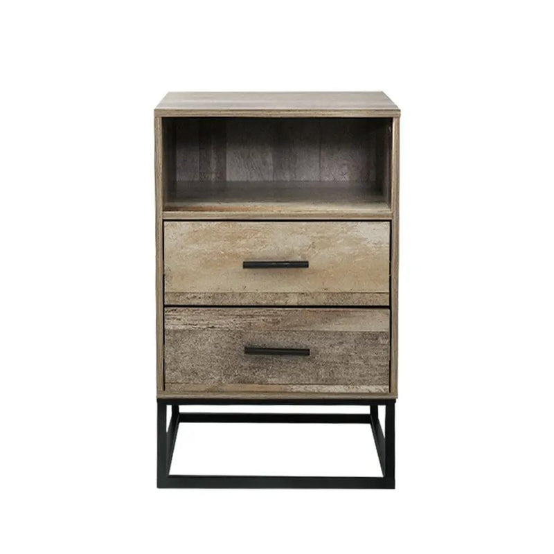 SportZone.co.nz Furniture > Bedroom > Bedside Tables Artiss Bedside Table 2 Drawers with Shelf - BADAN Artiss Bedside Table 2 Drawers with Shelf - BADAN