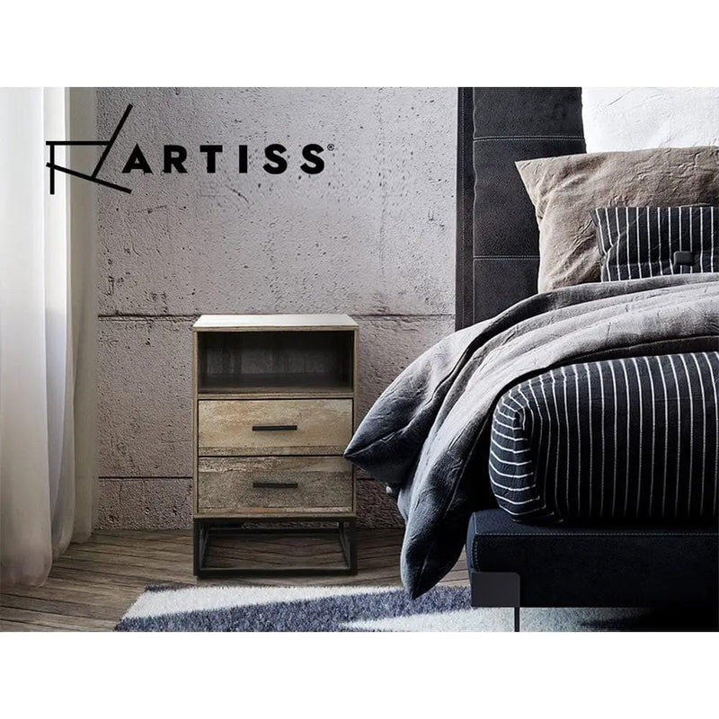 SportZone.co.nz Furniture > Bedroom > Bedside Tables Artiss Bedside Table 2 Drawers with Shelf - BADAN Artiss Bedside Table 2 Drawers with Shelf - BADAN
