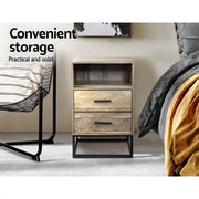 SportZone.co.nz Furniture > Bedroom > Bedside Tables Artiss Bedside Table 2 Drawers with Shelf - BADAN Artiss Bedside Table 2 Drawers with Shelf - BADAN