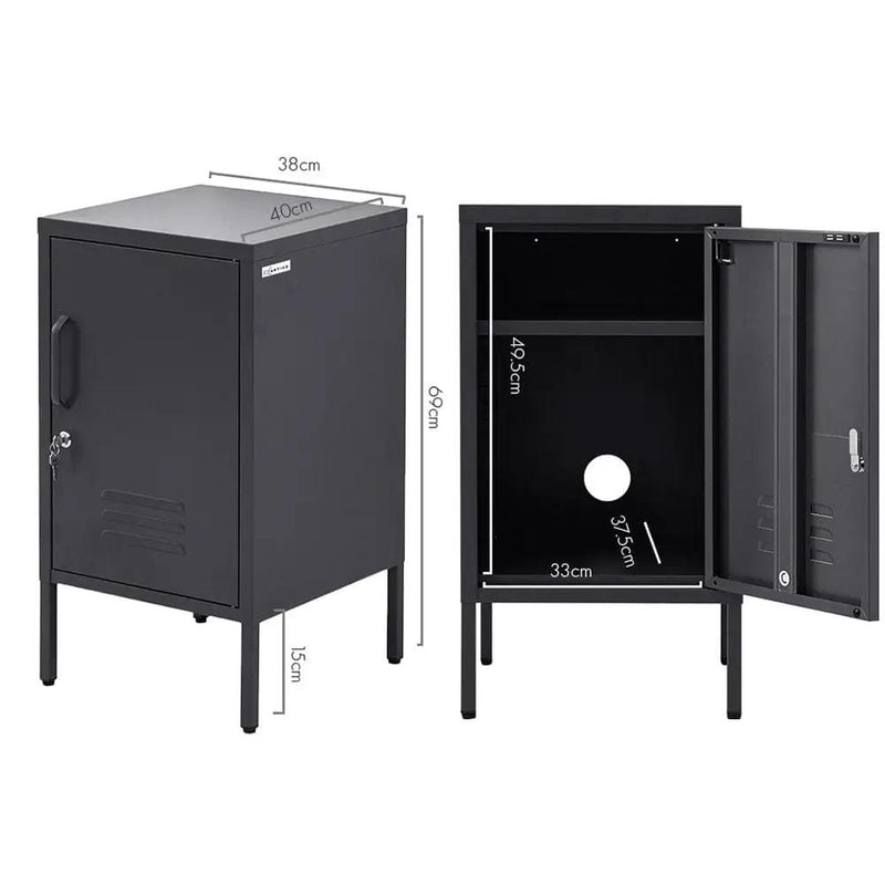 SportZone.co.nz Furniture > Bedroom > Bedside Tables Artiss Bedside Table Metal Cabinet - Black Artiss Bedside Table Metal Cabinet - Black