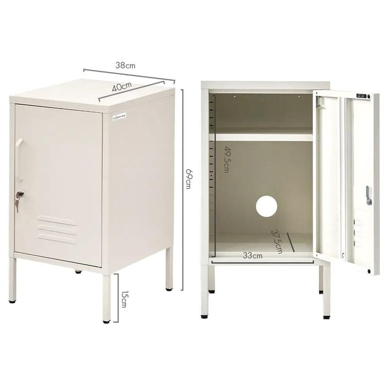 SportZone.co.nz Furniture > Bedroom > Bedside Tables Artiss Bedside Table Metal Cabinet - White Artiss Bedside Table Metal Cabinet - White