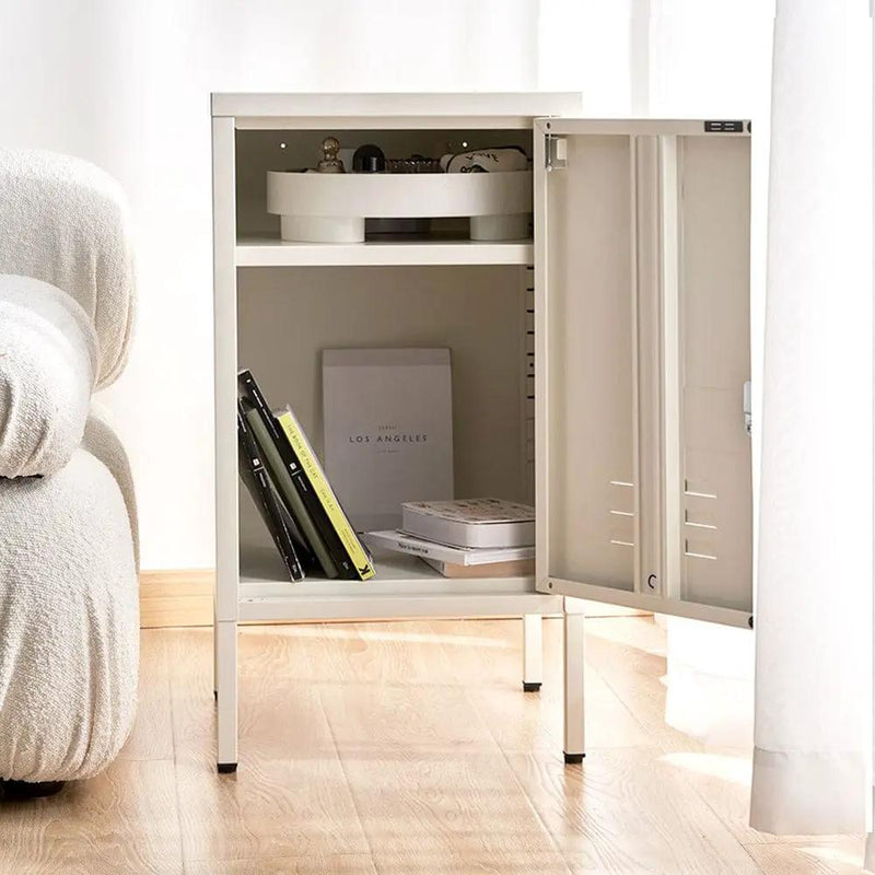 SportZone.co.nz Furniture > Bedroom > Bedside Tables Artiss Bedside Table Metal Cabinet - White Artiss Bedside Table Metal Cabinet - White