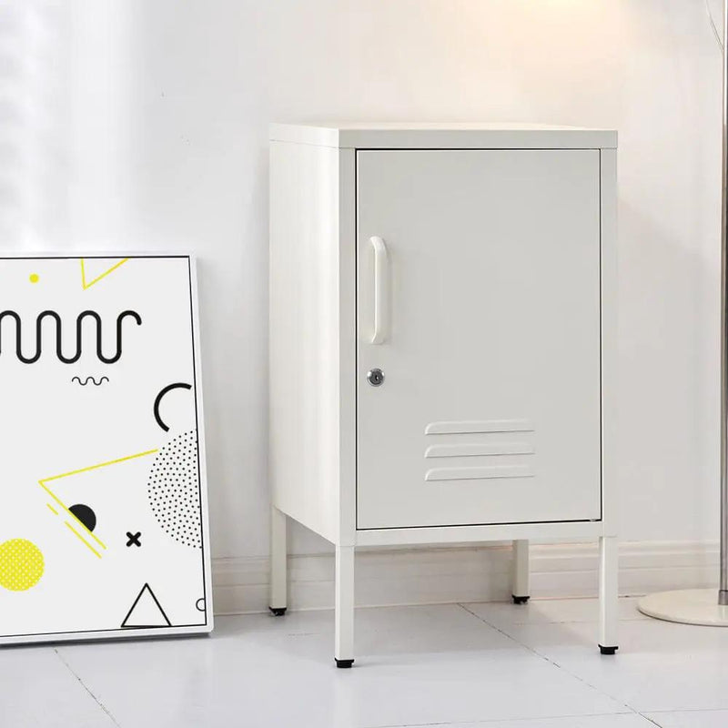 SportZone.co.nz Furniture > Bedroom > Bedside Tables Artiss Bedside Table Metal Cabinet - White Artiss Bedside Table Metal Cabinet - White