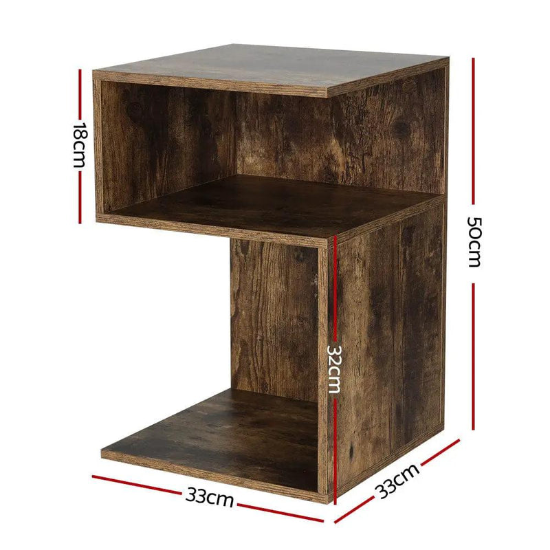 SportZone.co.nz Furniture > Living Room Artiss Bedside Table Shelves Side End Table Storage Nightstand Rust Oak UMENI Artiss Bedside Table Shelves Side End Table Storage Nightstand Rust Oak UMENI