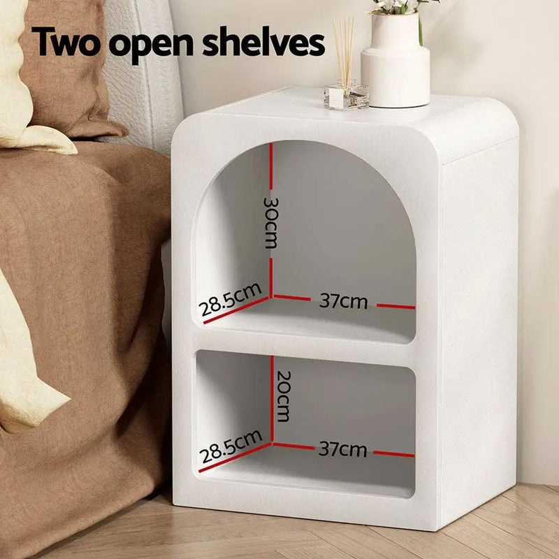SportZone.co.nz Furniture > Bedroom > Bedside Tables Artiss Bedside Table Shelves Side End Table Storage Nightstand White ARCHED Artiss Bedside Table Shelves Side End Table Storage Nightstand White ARCHED