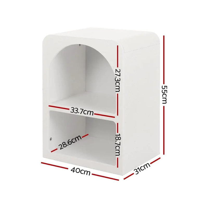 SportZone.co.nz Furniture > Bedroom > Bedside Tables Artiss Bedside Table Shelves Side End Table Storage Nightstand White ARCHED Artiss Bedside Table Shelves Side End Table Storage Nightstand White ARCHED